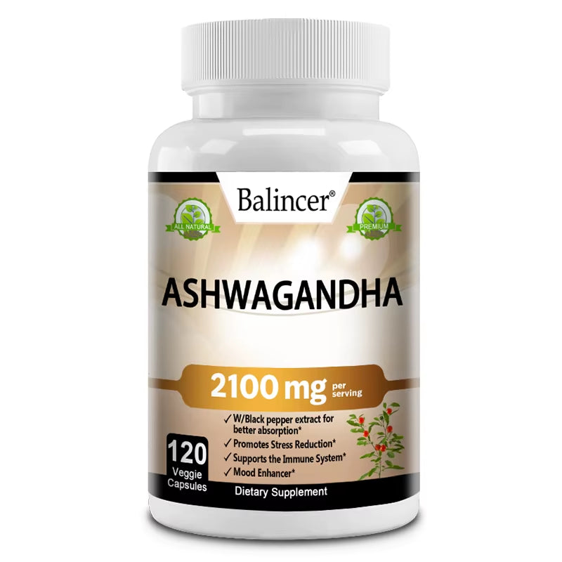 Organic Ashwagandha 2,100 Mg - Stress Relief, Mood Improvement, Immune and Thyroid Support