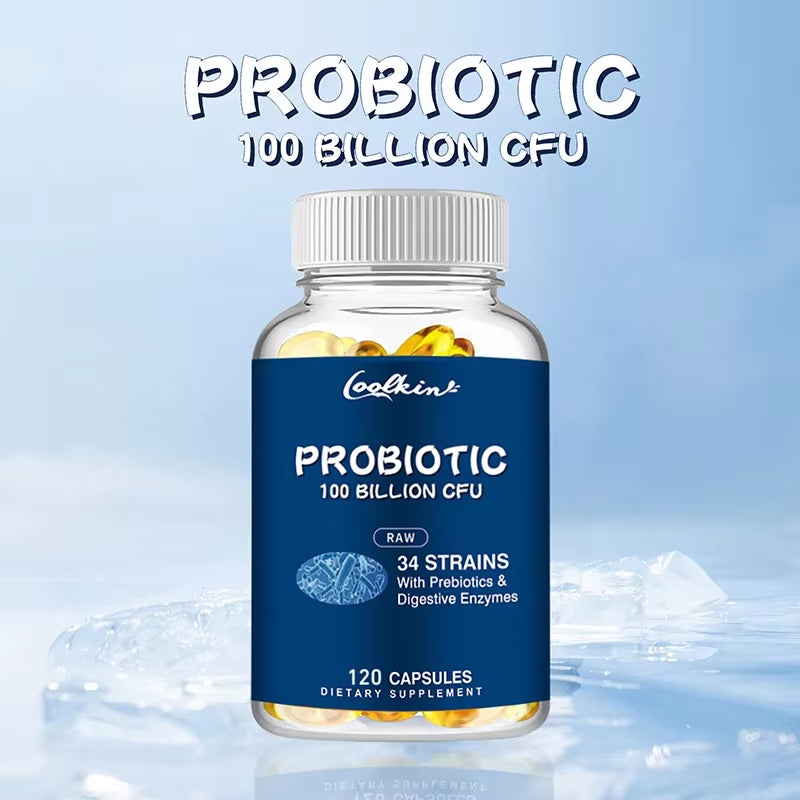 Probiotics 100 Billion CFU - with Prebiotic, Digestive Enzyme - Gut and Digestive Health - 120 Capsules