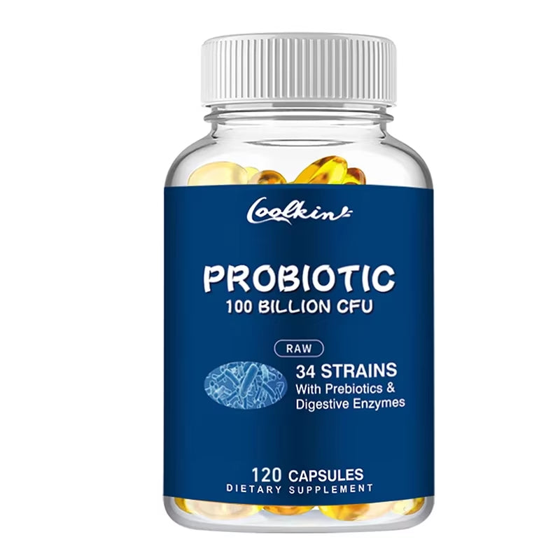 Probiotics 100 Billion CFU - with Prebiotic, Digestive Enzyme - Gut and Digestive Health - 120 Capsules