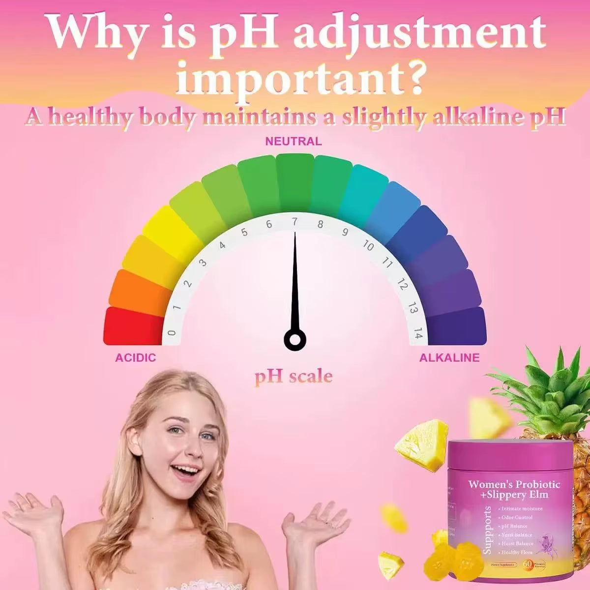 Best Price New 2 in 1 Womens Probiotics and Slippery Elm Woman Vaginal Probiotic Gummy Women'S Probiotic Gummies